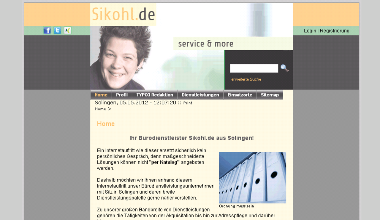 Internetauftritt von Simone Kohl in Solingen